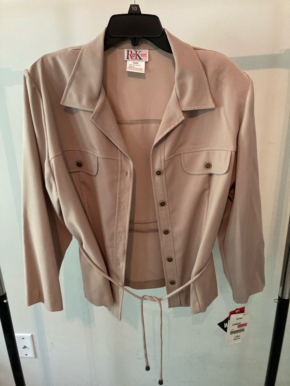 R&K Beige Tie Shirt Jacket